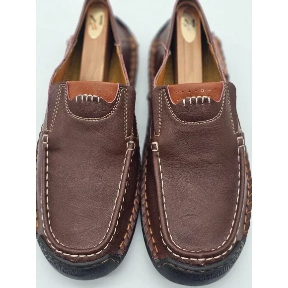 Caoutchouc Slip-On Loafer Shoes Mens Driving Moccasins Brown EU 45 - Picture 2 of 8
